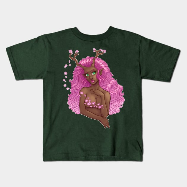 Cherry Blossom Dryad Kids T-Shirt by Kylana